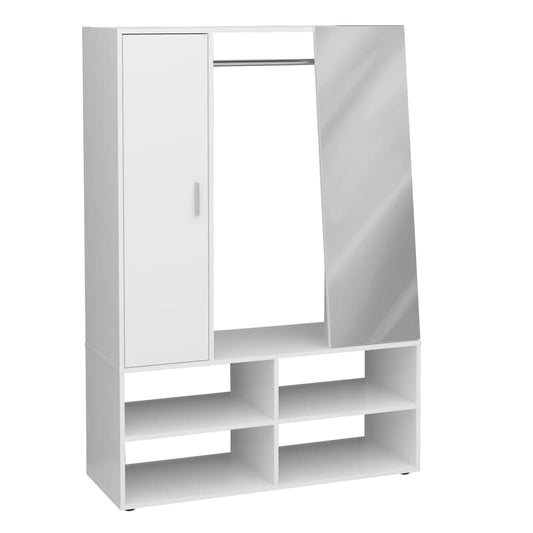 FMD Wardrobe with 4 Compartments and Mirror 105x39.7x151.3 cm White