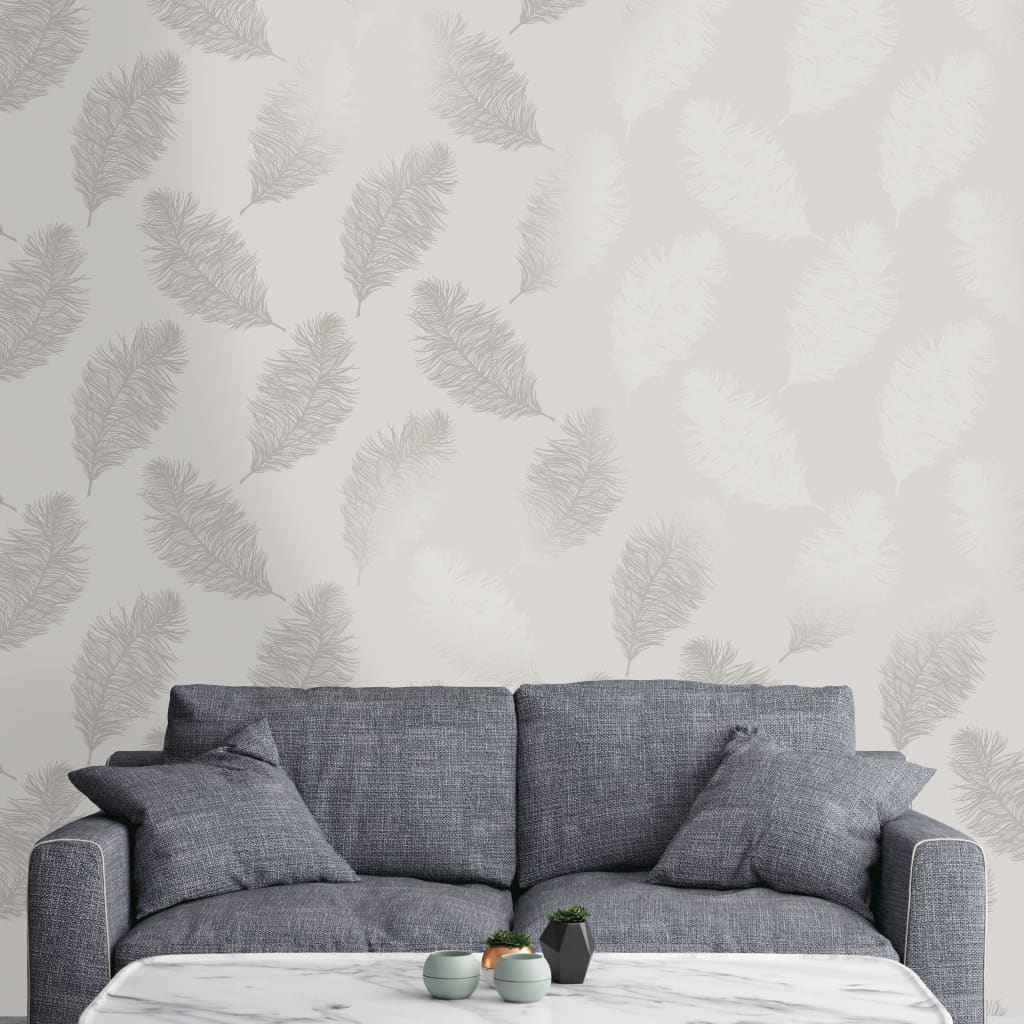 DUTCH WALLCOVERINGS Wallpaper Fawning Feather Light Grey