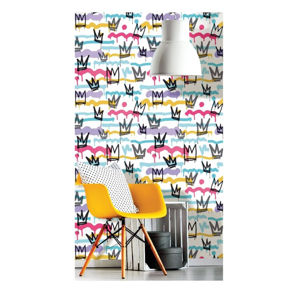 Noordwand Wallpaper Friends & Coffee Sith Graffity and Crowns White and Black