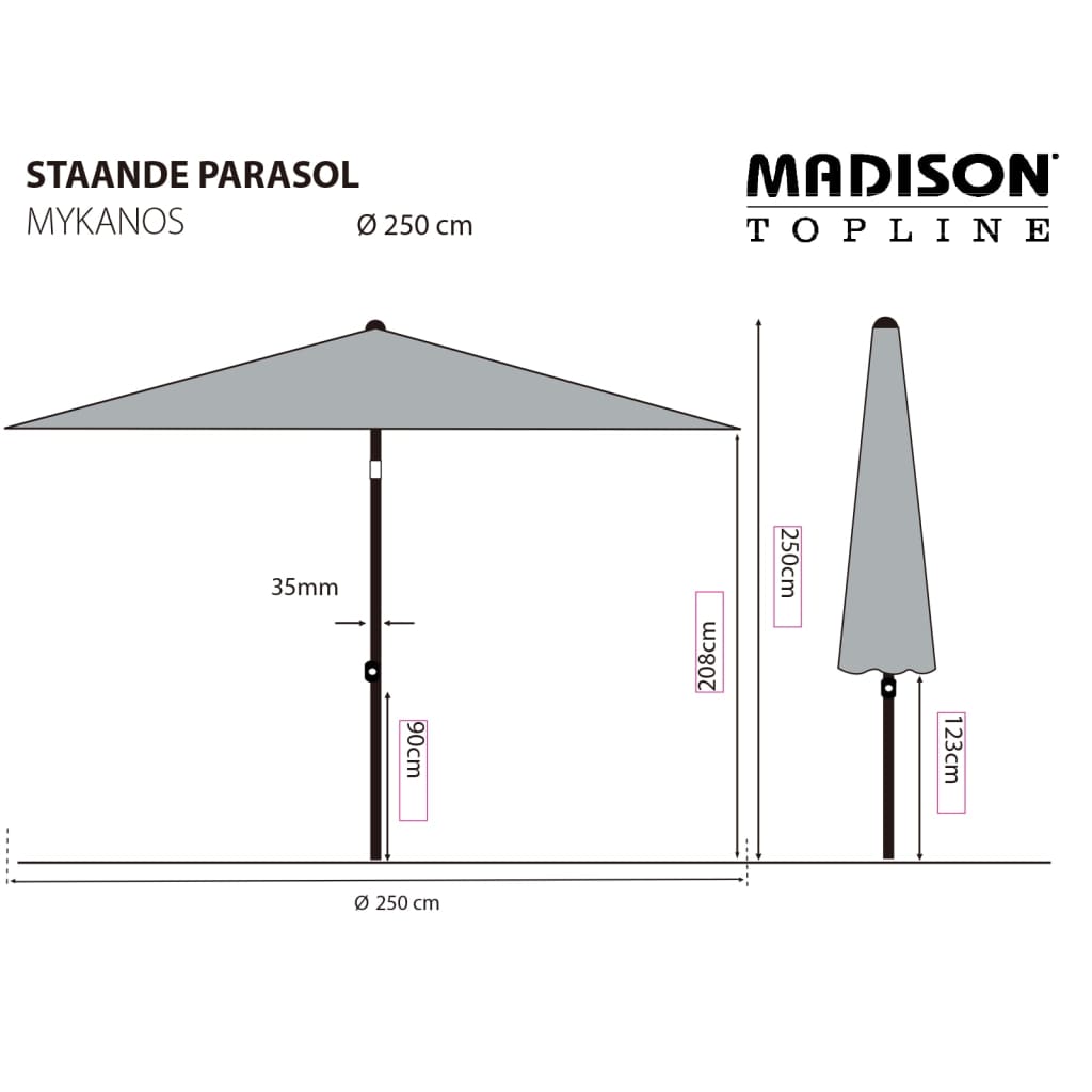 Madison Parasol Mykanos 250 cm Ecru