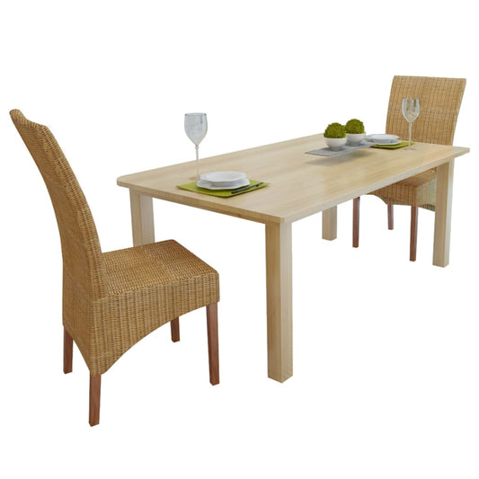 Dining Chairs 2 pcs Brown Natural Rattan