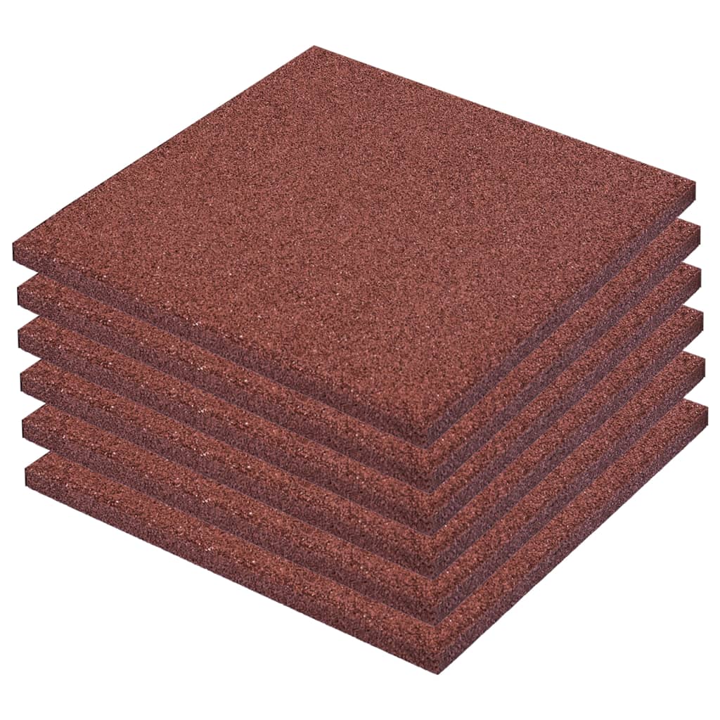 Fall Protection Tiles 6 pcs Rubber 50x50x3 cm Red