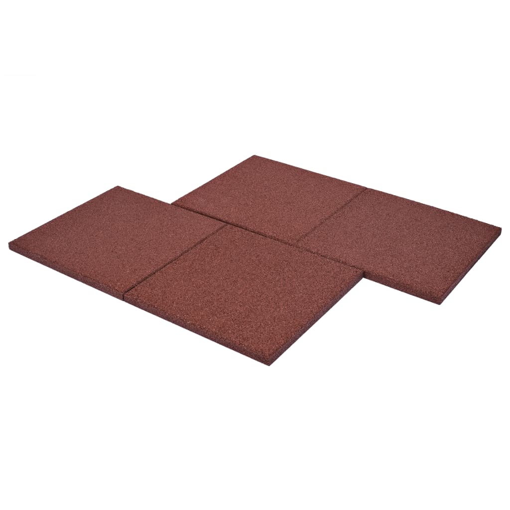 Fall Protection Tiles 6 pcs Rubber 50x50x3 cm Red
