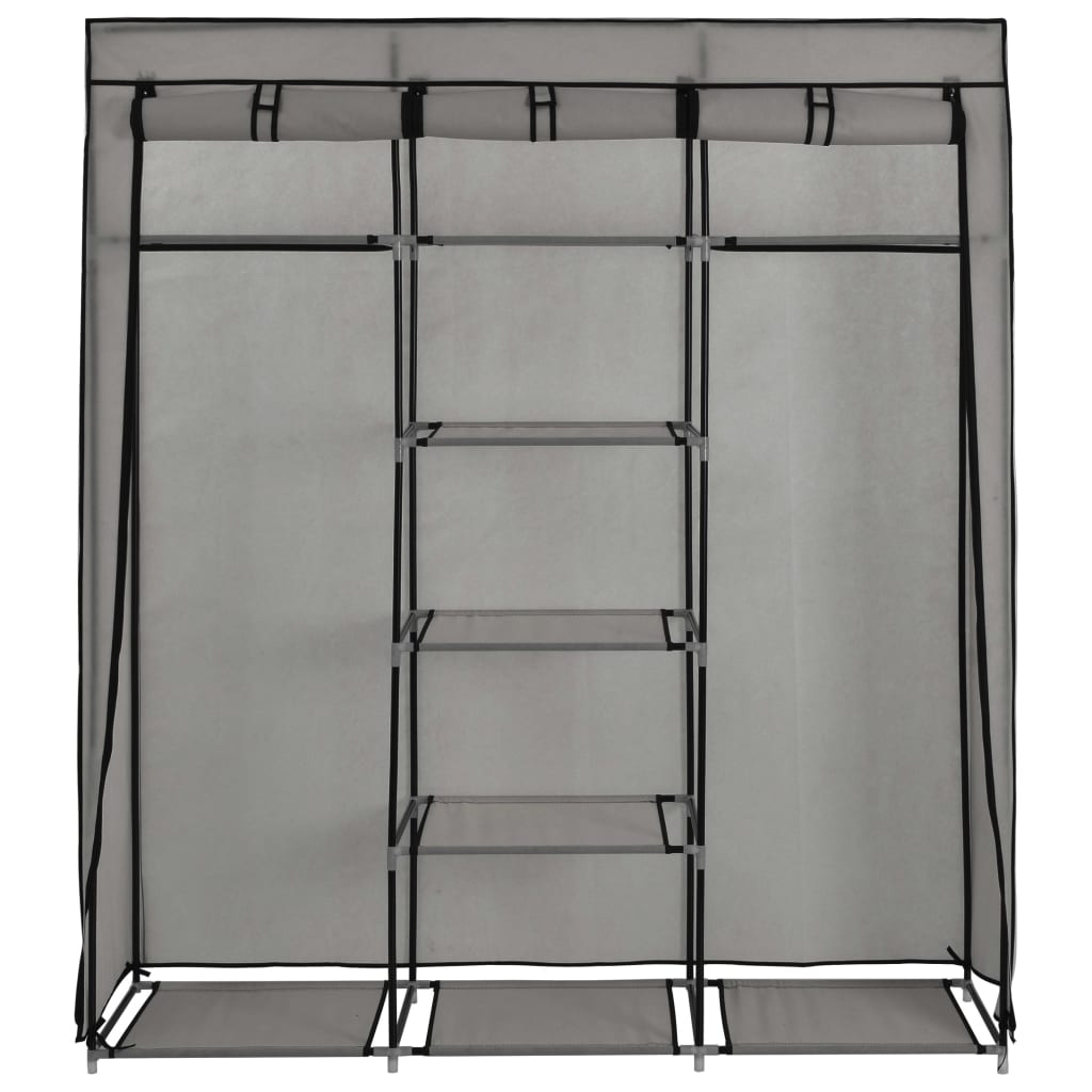 Wardrobe with Compartments and Rods Grey 150x45x175 cm Fabric