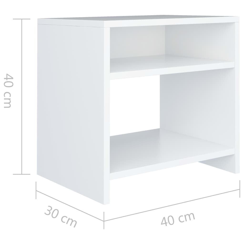 Bedside Cabinets 2 pcs White 40x30x40 cm Engineered Wood