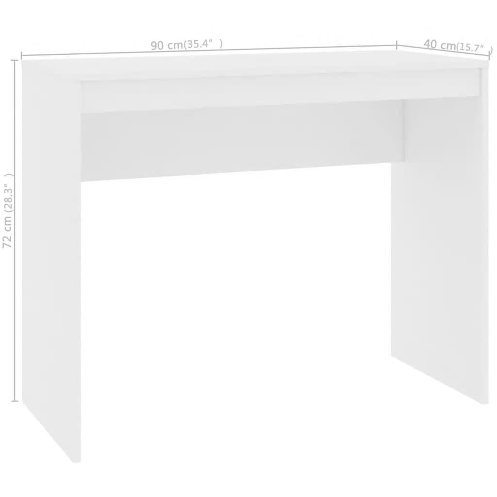 Desk White 90x40x72 cm Engineered Wood