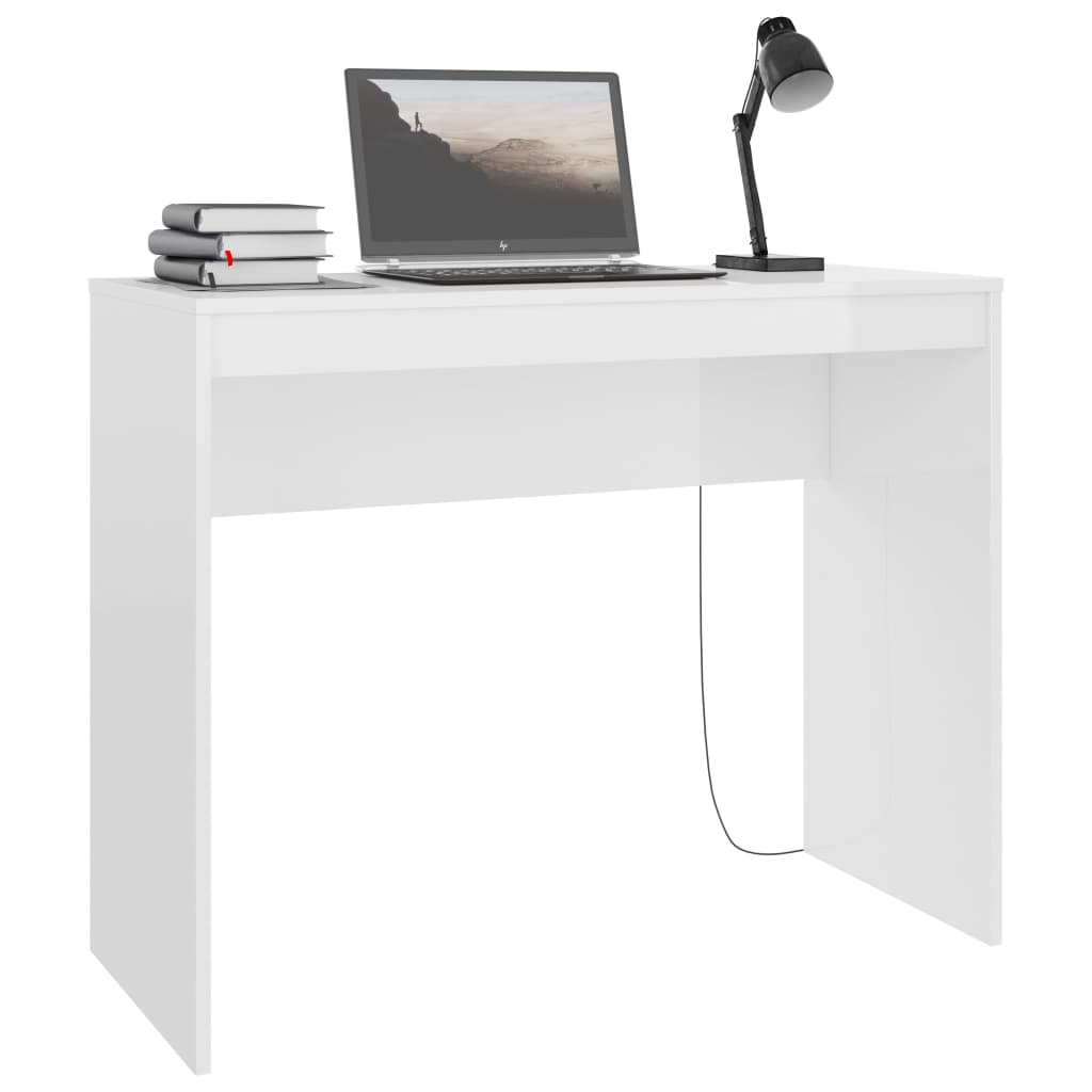 Desk High Gloss White 90x40x72 cm Engineered Wood