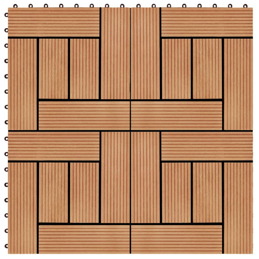 22 pcs Decking Tiles 30x30 cm 2 sqm WPC Teak Colour