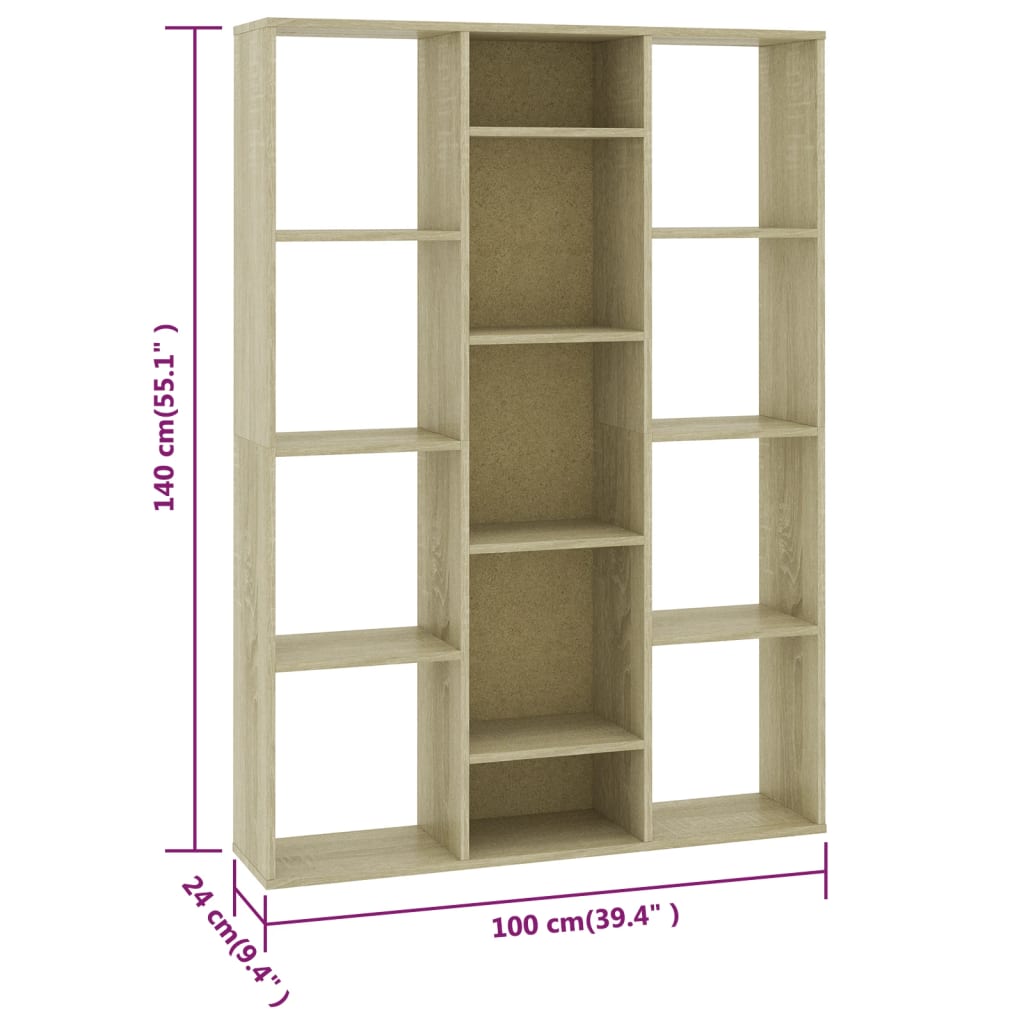 Room Divider/Book Cabinet Sonoma Oak 100x24x140 cm Engineered Wood