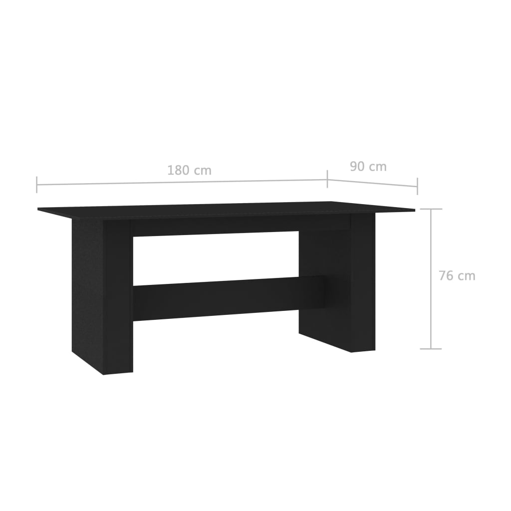 Dining Table Black 180x90x76 cm Engineered Wood