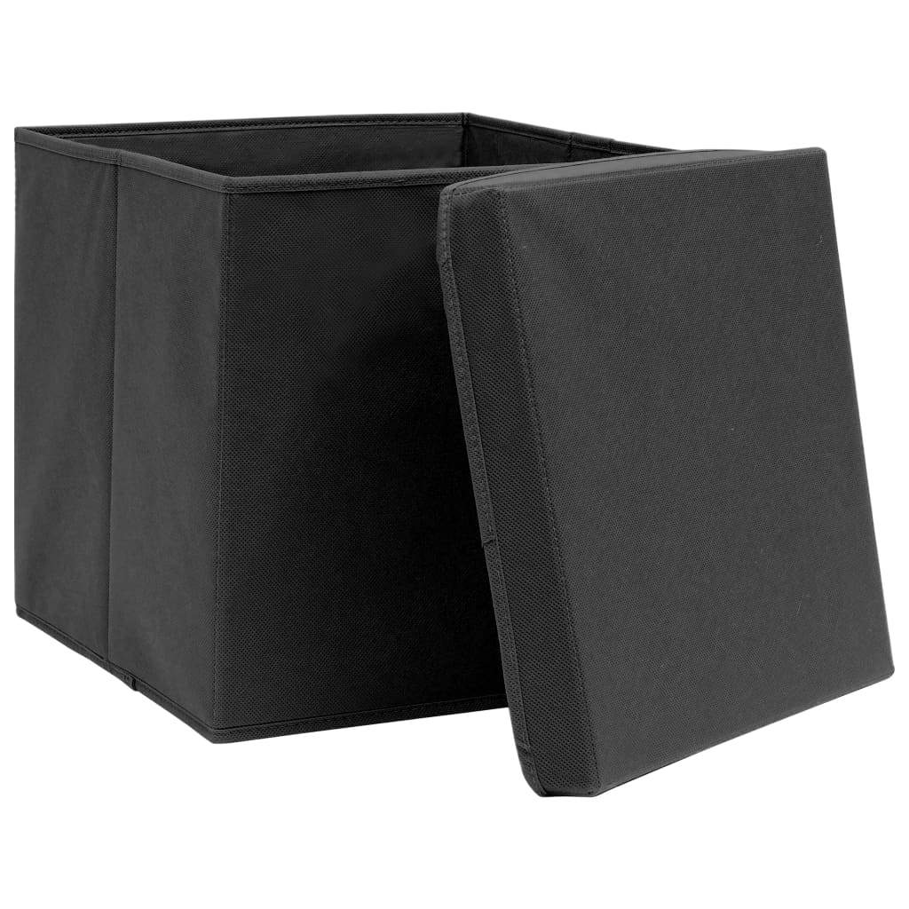 Storage Boxes with Covers 4 pcs 28x28x28 cm Black