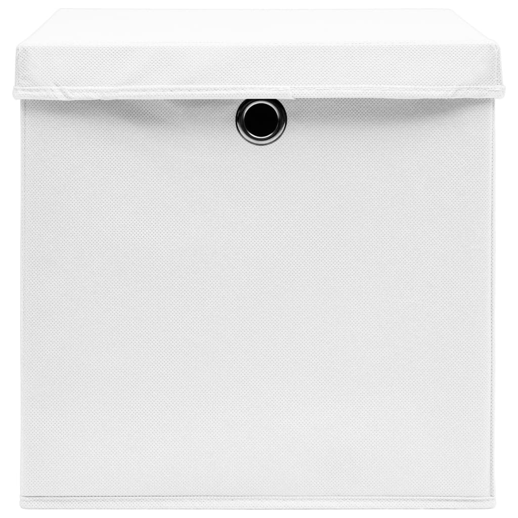 Storage Boxes with Covers 10 pcs 28x28x28 cm White