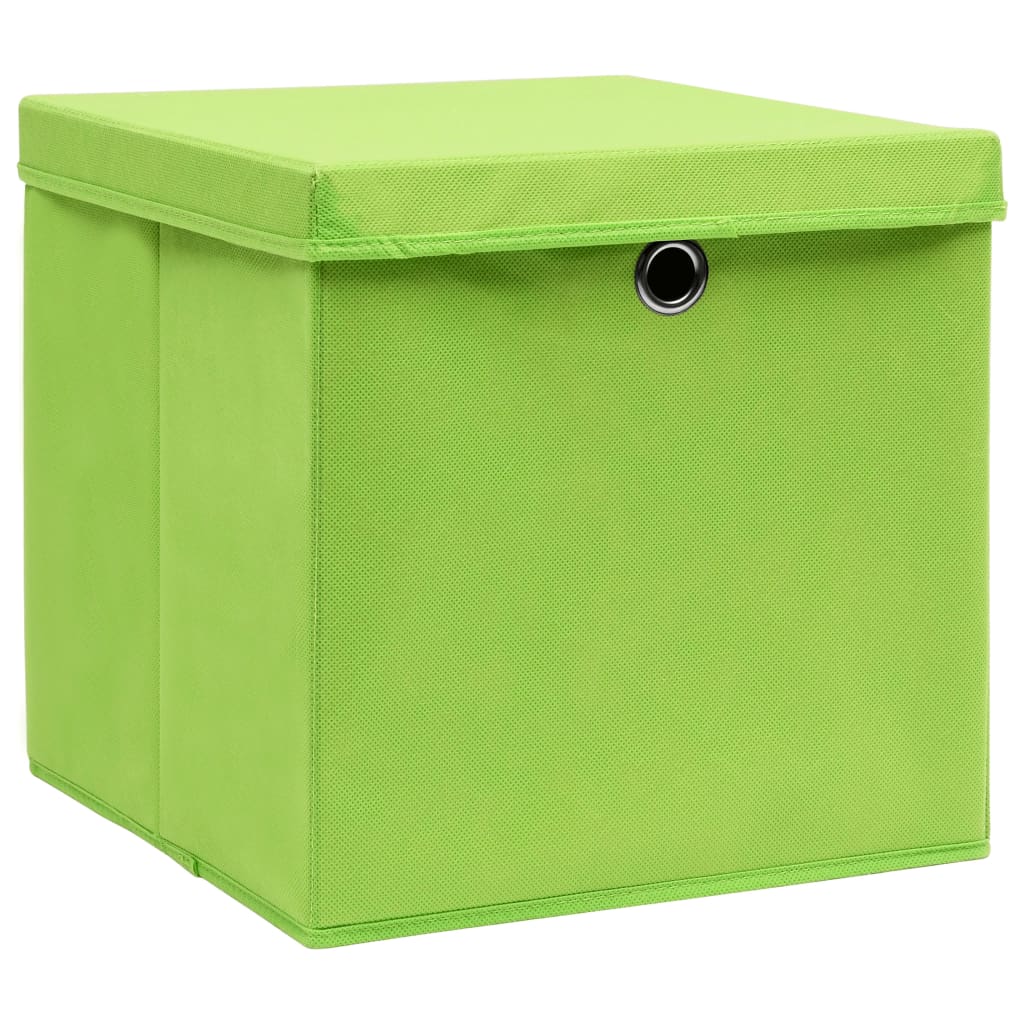 Storage Boxes with Covers 4 pcs 28x28x28 cm Green