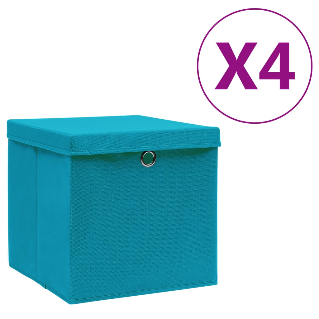 Storage Boxes with Covers 4 pcs 28x28x28 cm Baby Blue
