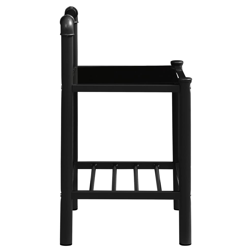 Bedside Cabinet Black 45x34.5x62.5 cm Metal and Glass