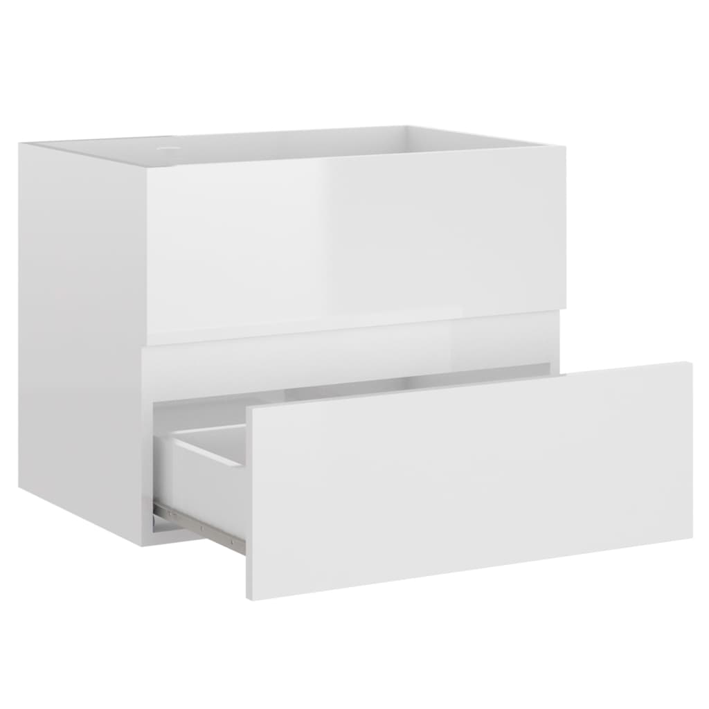 Sink Cabinet High Gloss White 60x38.5x45 cm Engineered Wood
