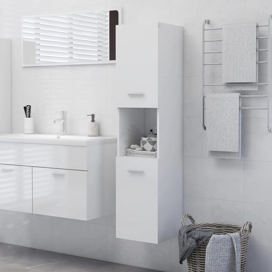 Bathroom Cabinet High Gloss White 30x30x130 cm Engineered Wood