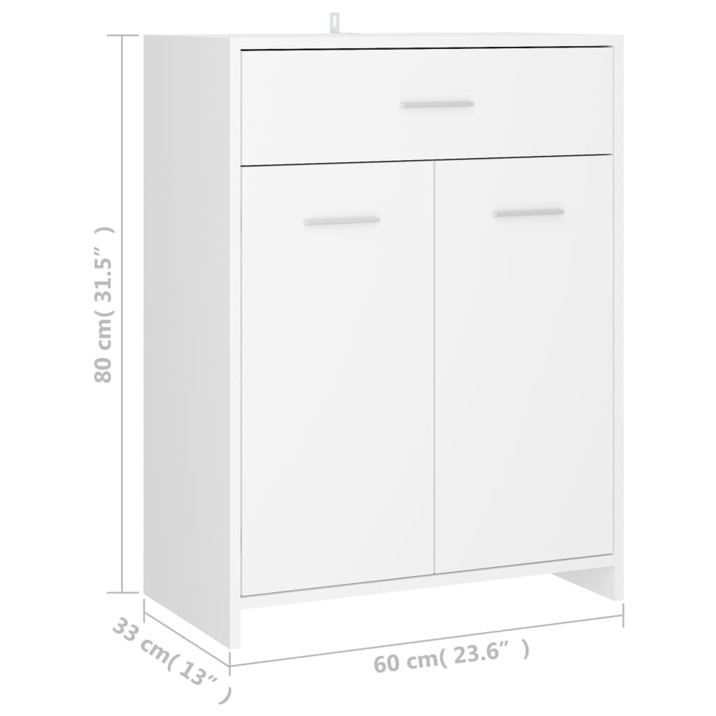 Bathroom Cabinet White 60x33x80 cm Engineered Wood