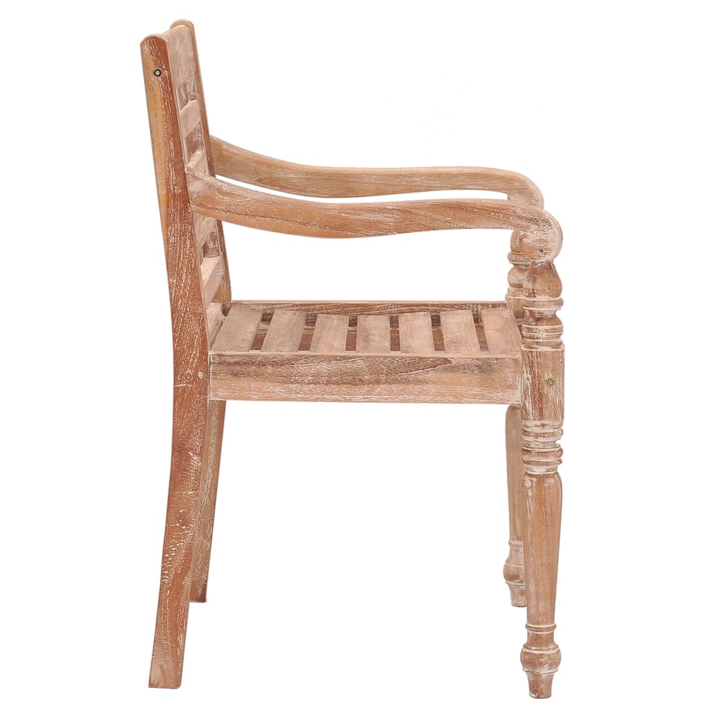 Batavia Chairs 2 pcs White Wash Solid Teak Wood