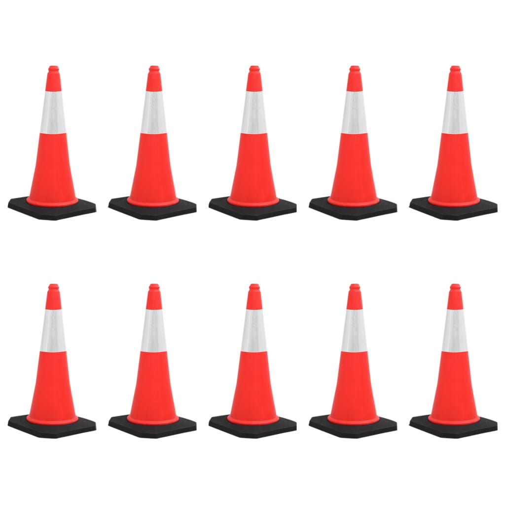 Reflective Traffic Cones with Heavy Bases 10 pcs 75 cm