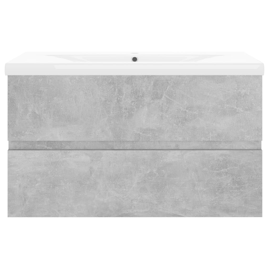 Sink Cabinet with Built-in Basin Concrete Grey Engineered Wood