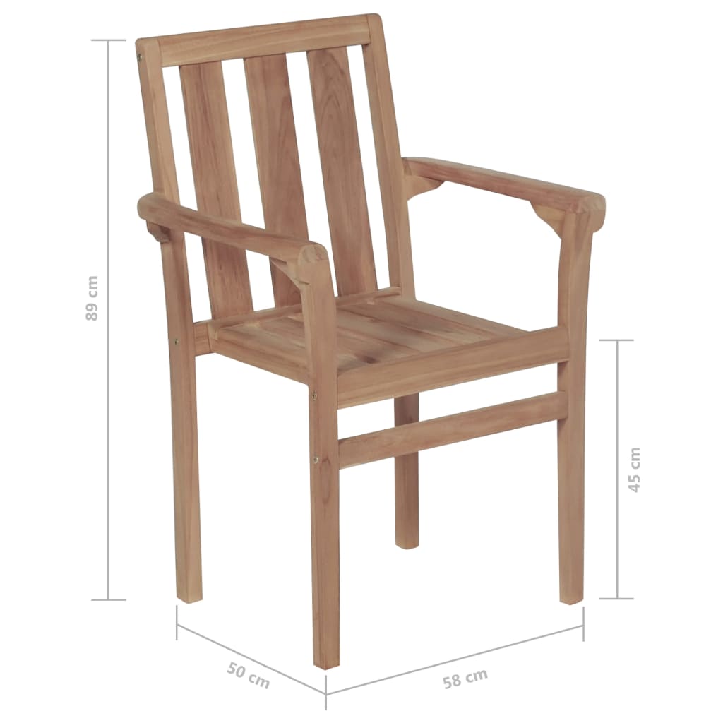 Stackable Garden Chairs 6 pcs Solid Teak Wood