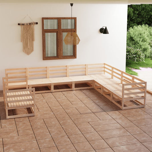 10 Piece Garden Lounge Set Solid Wood Pine