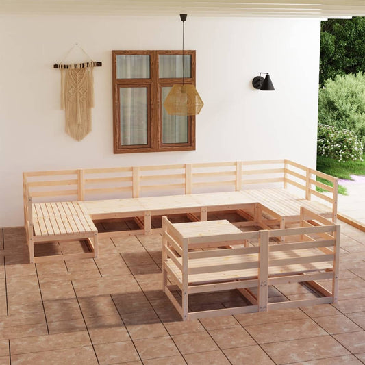 10 Piece Garden Lounge Set Solid Pinewood
