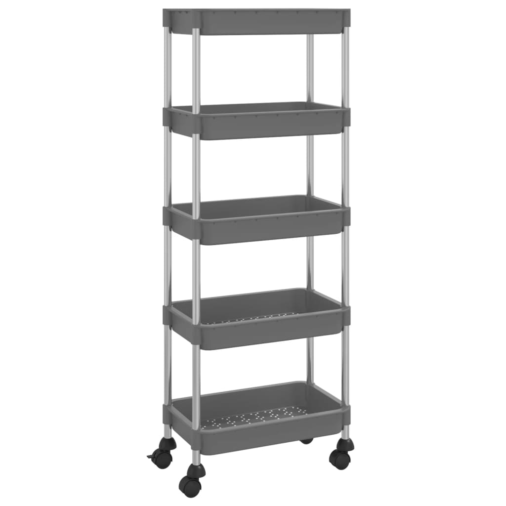 5-Tier Kitchen Trolley Grey 42x29x128 cm Iron and ABS