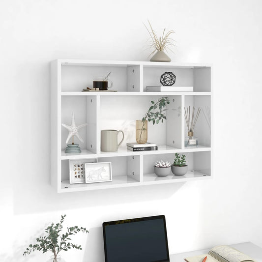 Wall Shelf High Gloss White 75x16x55 cm Engineered Wood