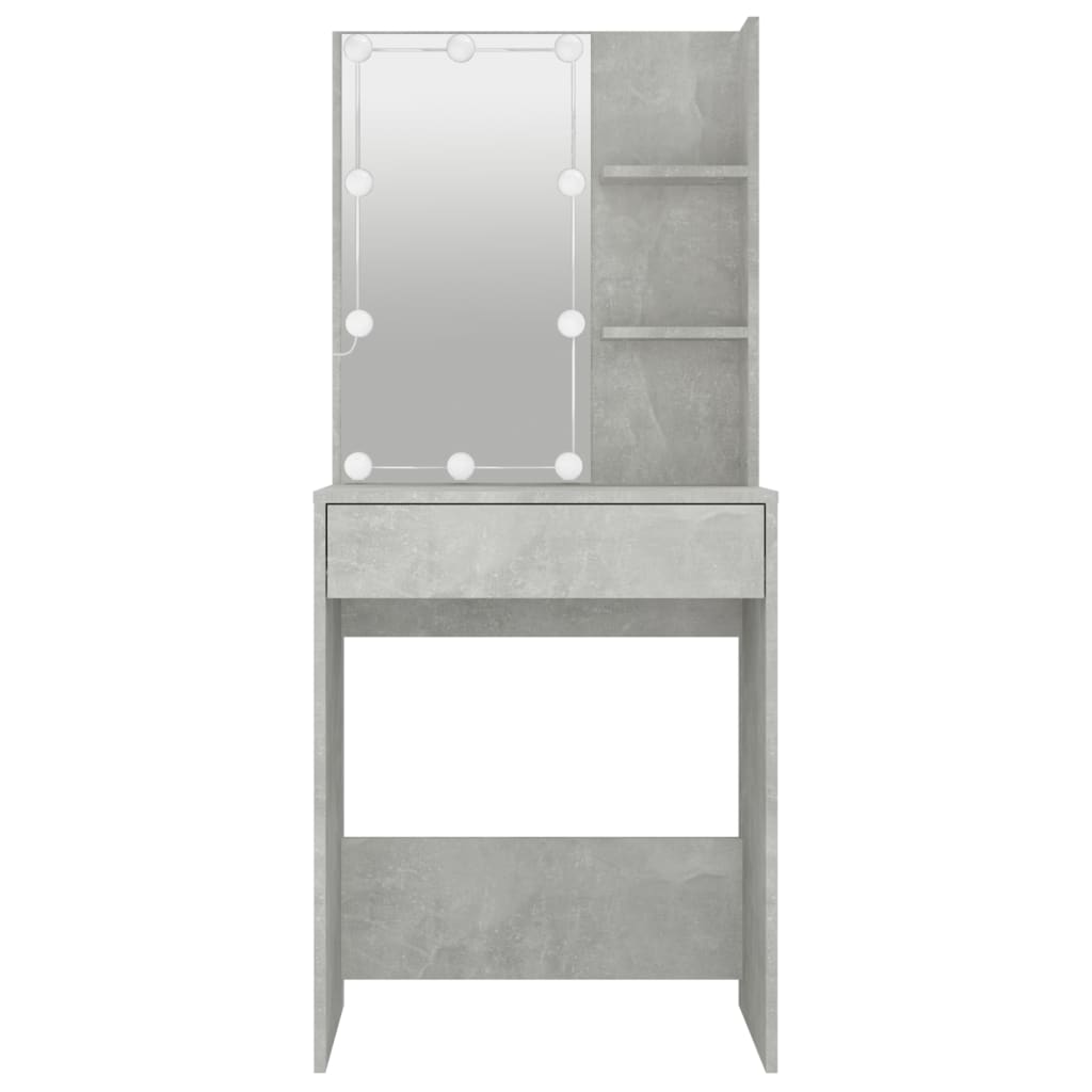 Dressing Table with LED Concrete Grey 60x40x140 cm