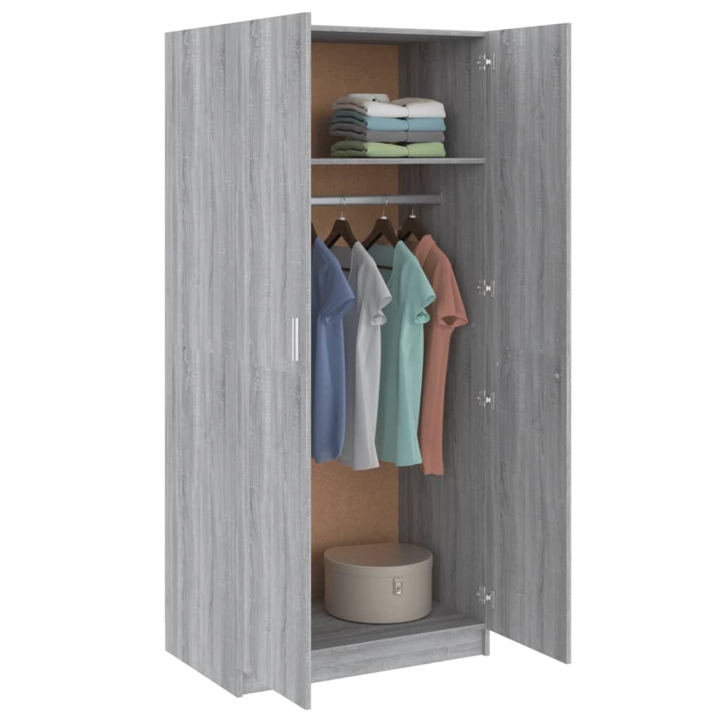 Wardrobe Grey Sonoma 80x50x180 cm Engineered Wood