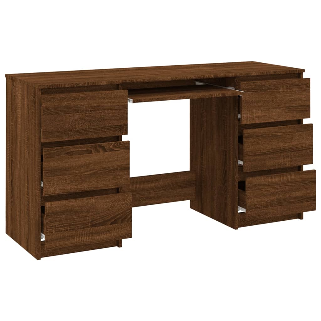 Writing Desk Brown Oak 140x50x77 cm Engineered Wood