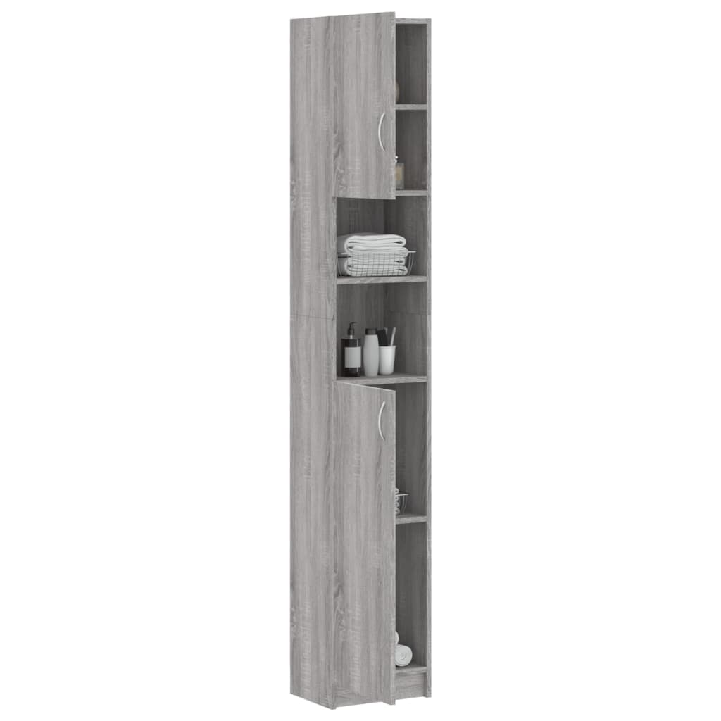 Bathroom Cabinet Grey Sonoma 32x25.5x190 cm Engineered Wood