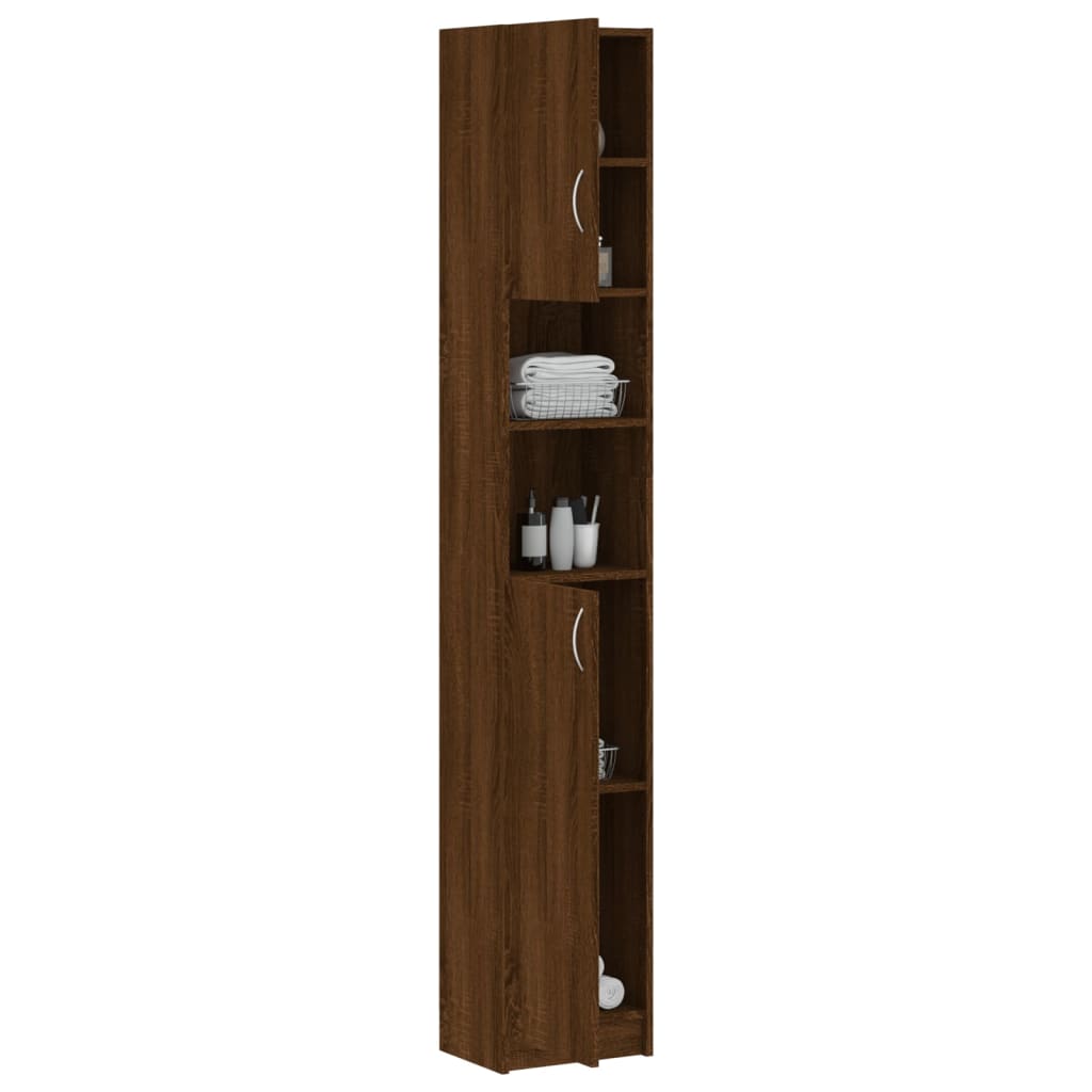 Bathroom Cabinet Brown Oak 32x25.5x190 cm Engineered Wood