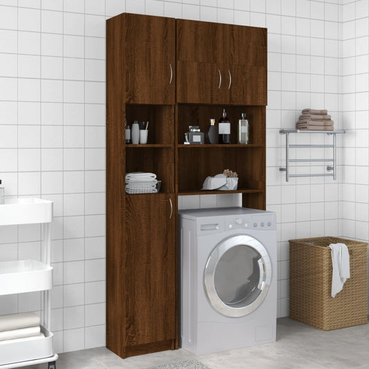Bathroom Cabinet Brown Oak 32x25.5x190 cm Engineered Wood