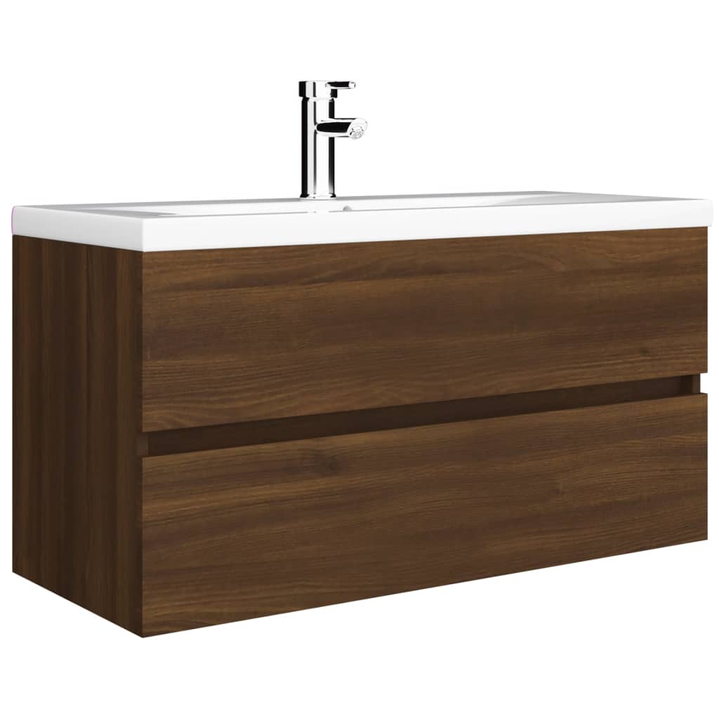 Sink Cabinet Brown Oak 90x38.5x45 cm Engineered Wood
