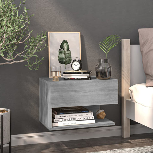 Wall-mounted Bedside Cabinet Grey Sonoma