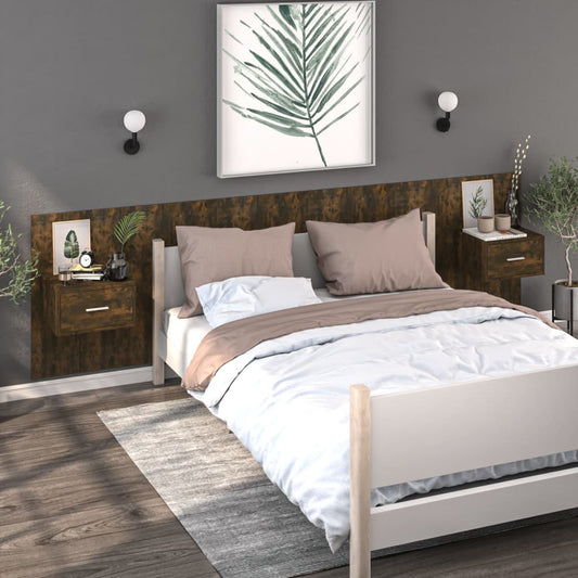 Wall-mounted Bedside Cabinets 2 pcs Smoked Oak