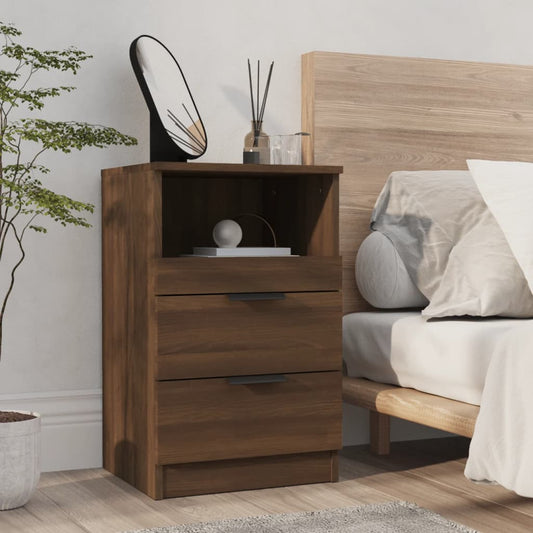 Bedside Cabinet Brown Oak Engineered Wood