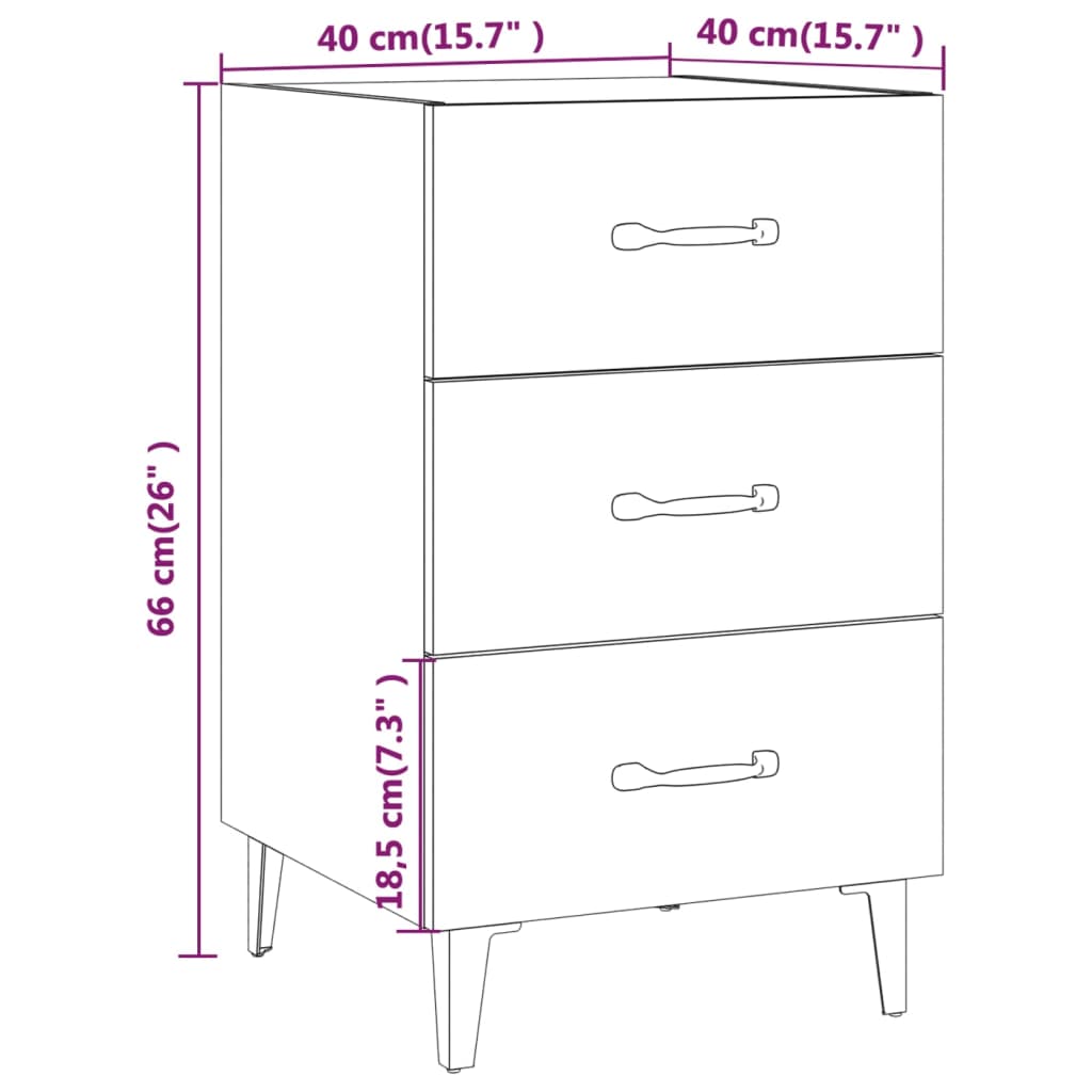 Bedside Cabinet Sonoma Oak 40x40x66 cm Engineered Wood