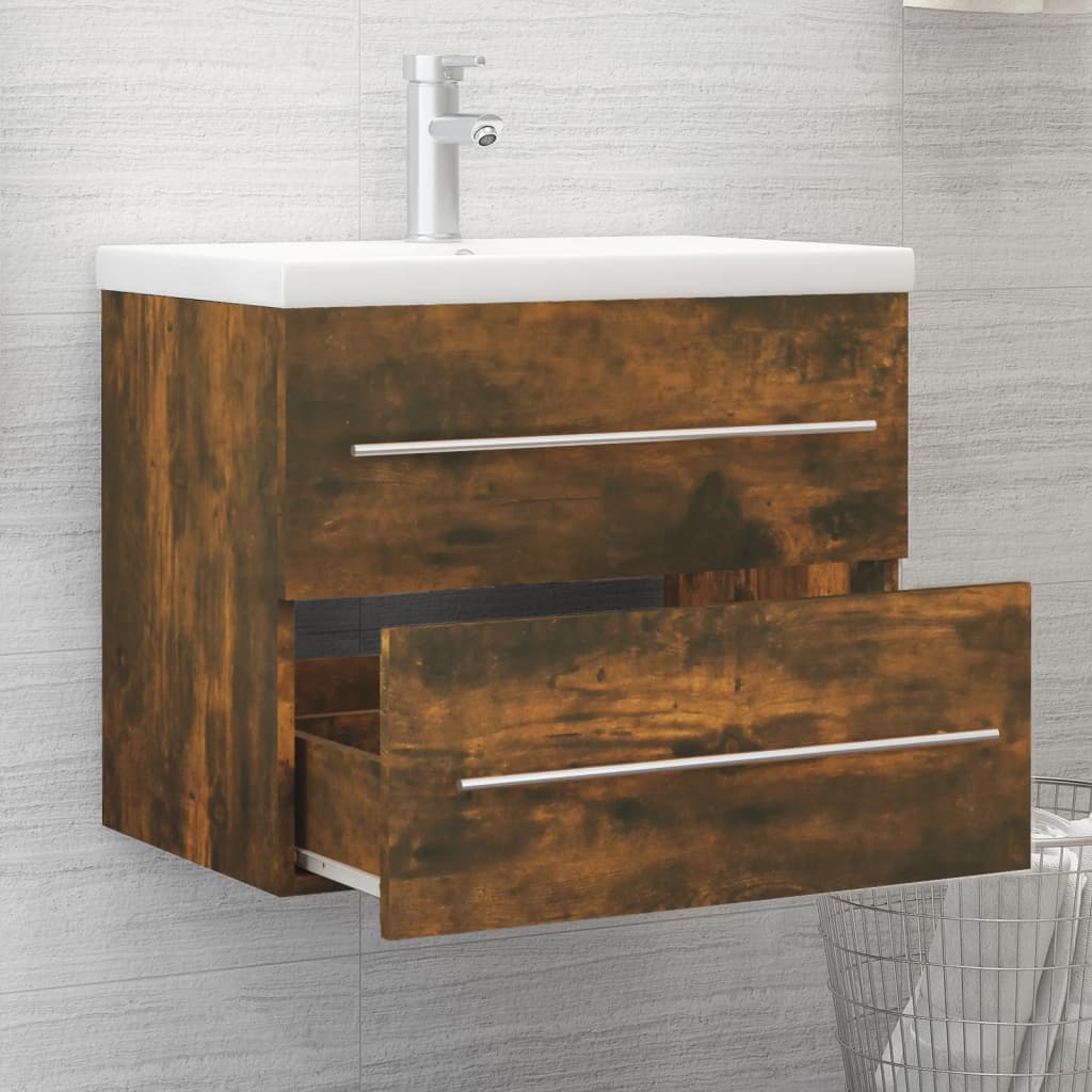 Sink Cabinet Smoked Oak 60x38.5x48 cm Engineered Wood