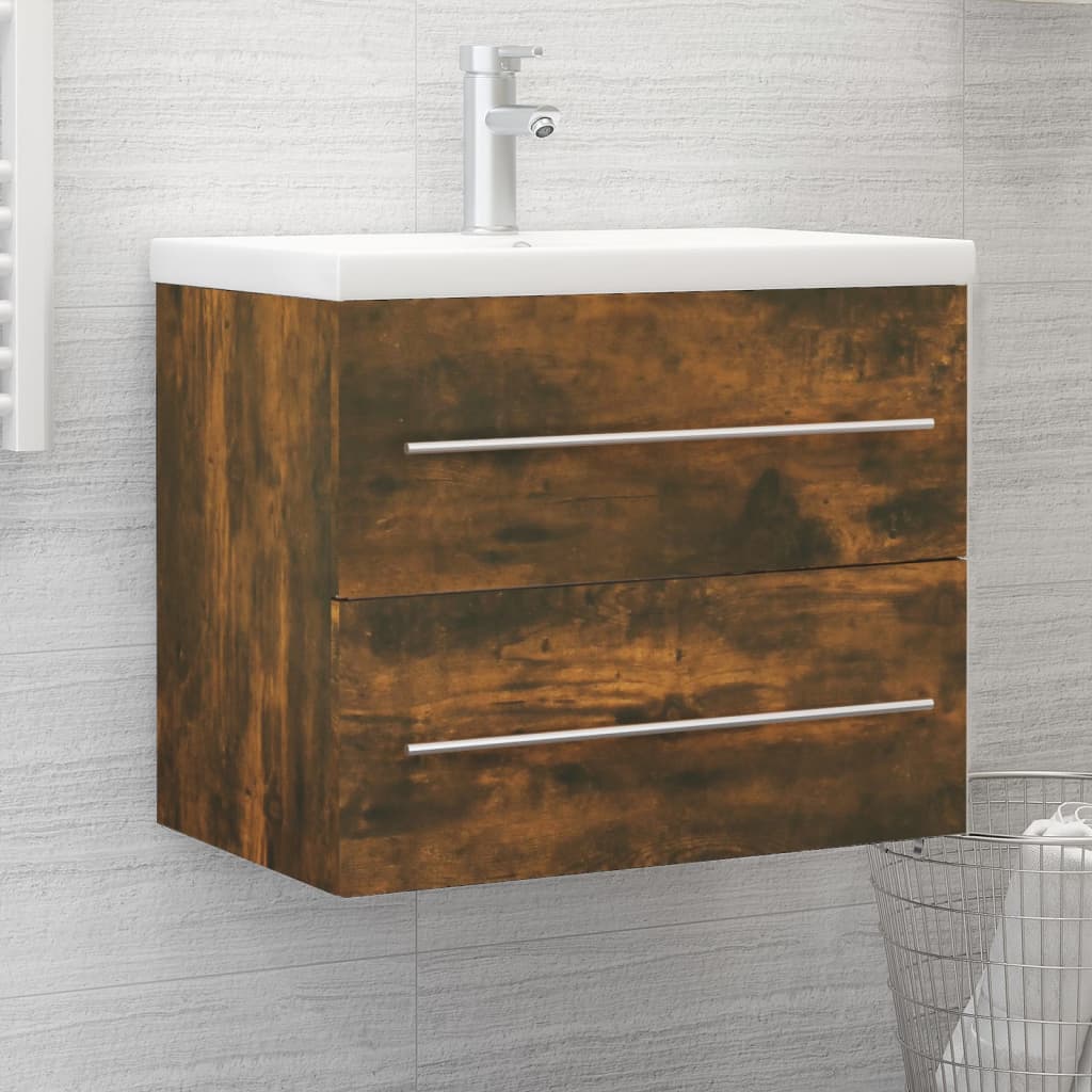 Sink Cabinet Smoked Oak 60x38.5x48 cm Engineered Wood