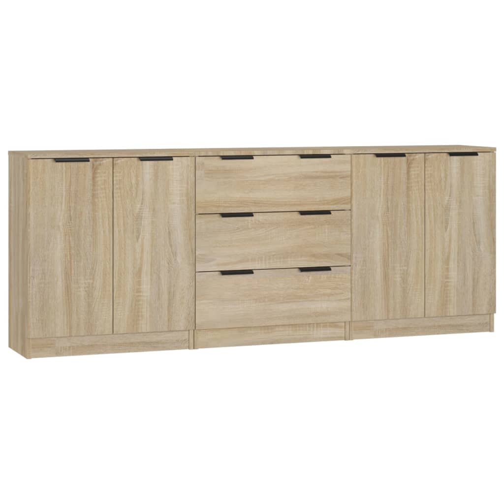 3 Piece Sideboards Sonoma Oak Engineered Wood