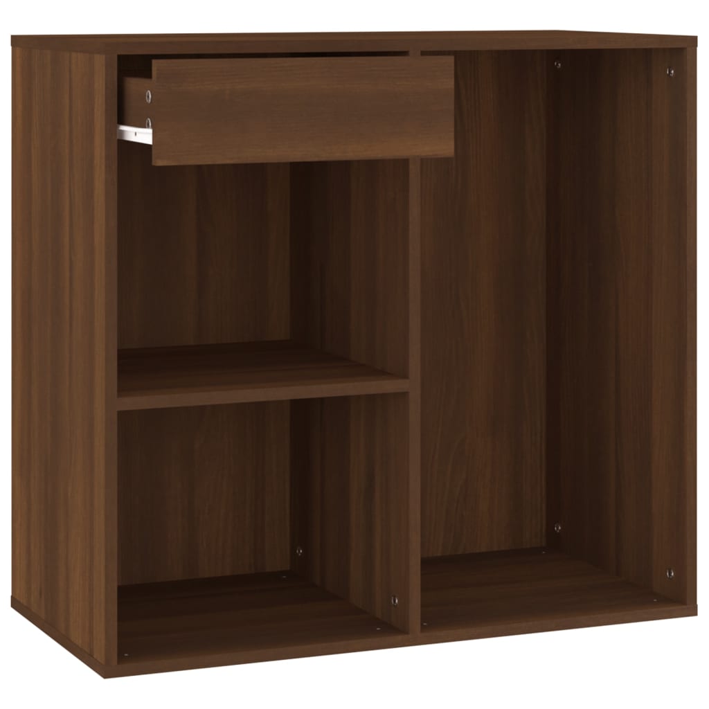 LED Dressing Table with Cabinet Brown Oak Engineered Wood