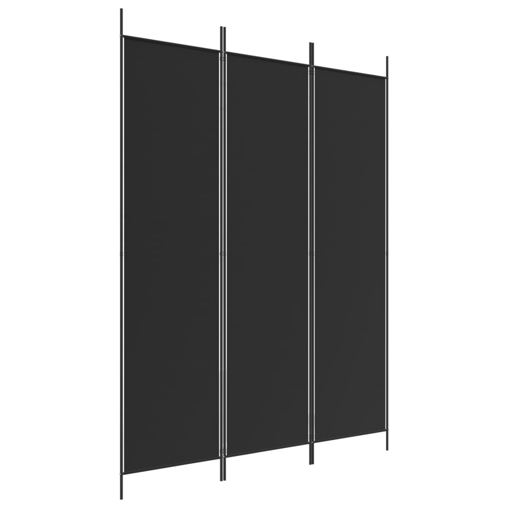 3-Panel Room Divider Black 150x200 cm Fabric