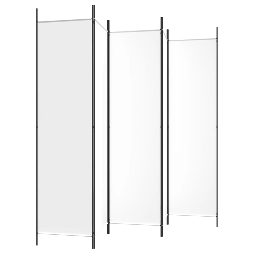 5-Panel Room Divider White 250x200 cm Fabric