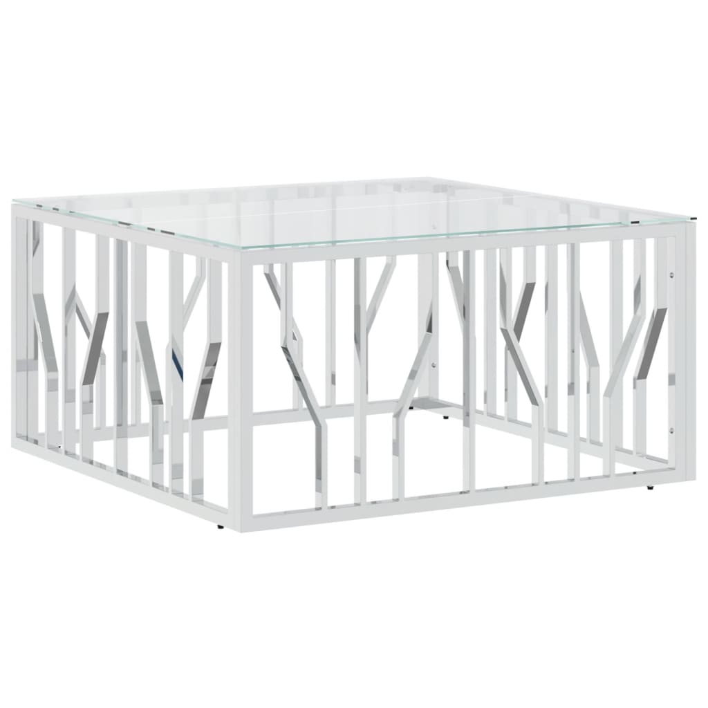 Coffee Table 80x80x40 cm Stainless Steel and Glass