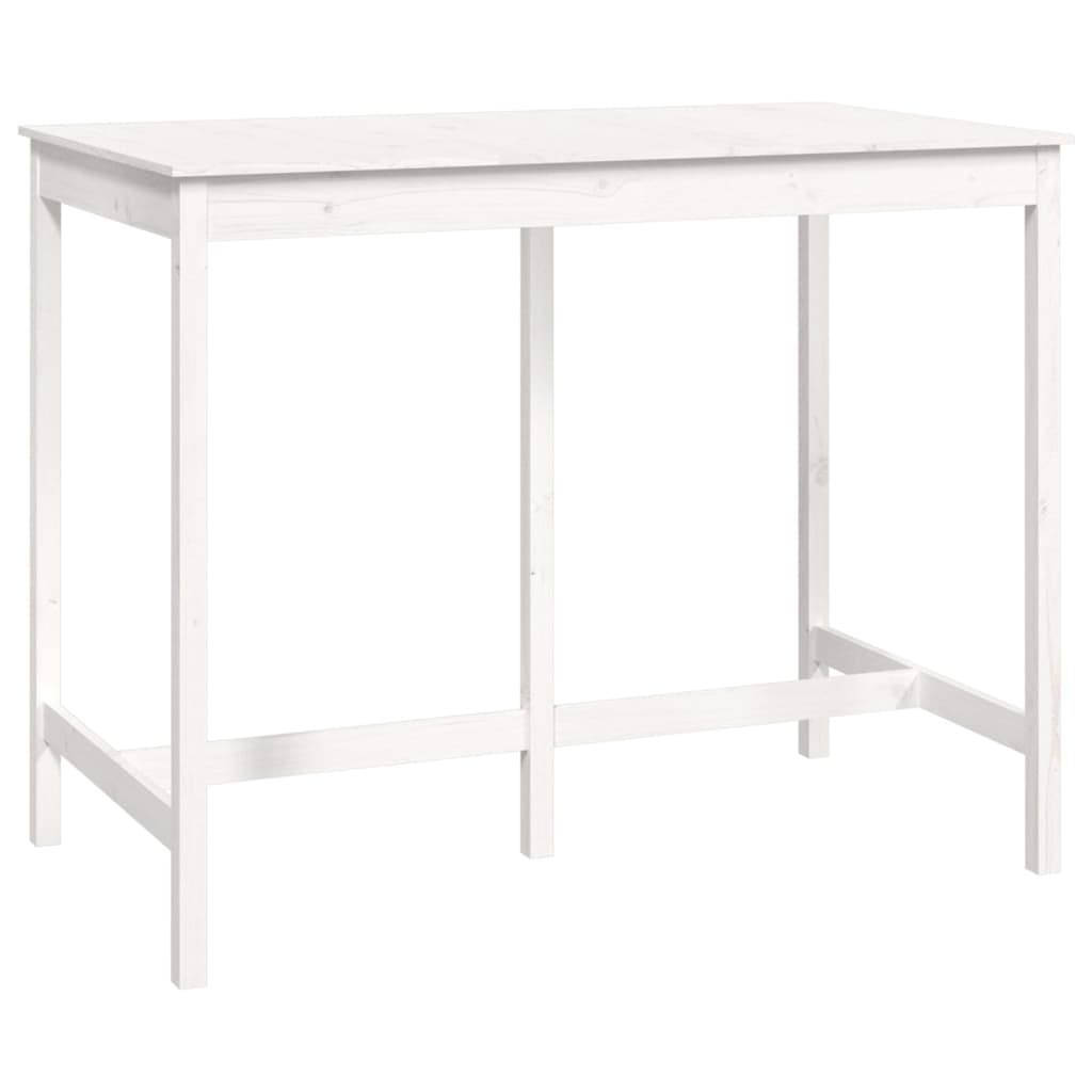 Bar Table White 140x80x110 cm Solid Wood Pine