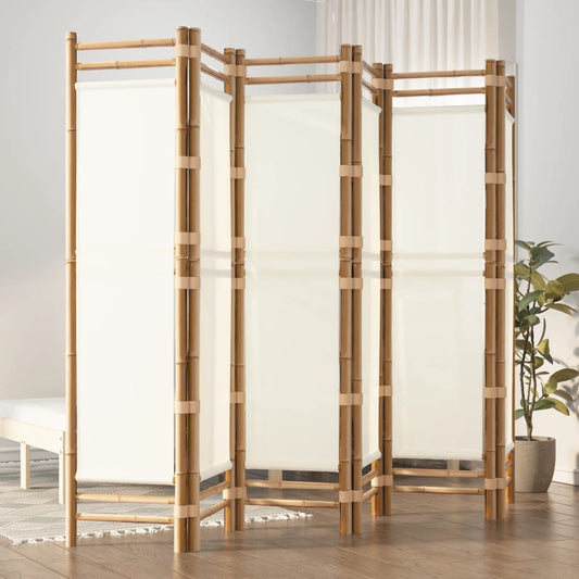 Folding 6-Panel Room Divider 240 cm Bamboo and Canvas